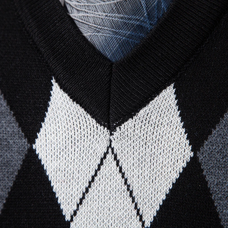 Heren Zachte Trui Vest Lente Herfst Mouwloze Gebreide Trui Man Vader Mode Gebreide Vesten Zwart Grijs Plaid S-2XL