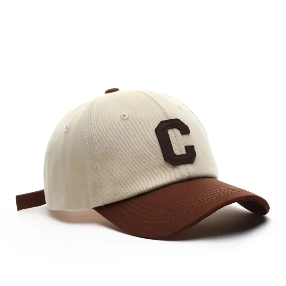 Boné de beisebol para mulheres e homens chapéu moda carta c remendo chapéu verão viseiras de sol bonés cor bloco design para uso casual