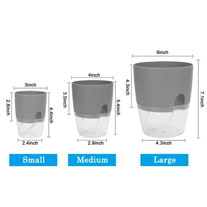 Vaso da fiori in plastica trasparente a doppio strato Vaso da fiori con irrigazione automatica Corda di cotone per irrigazione Piccolo vaso per piante con porta di iniezione