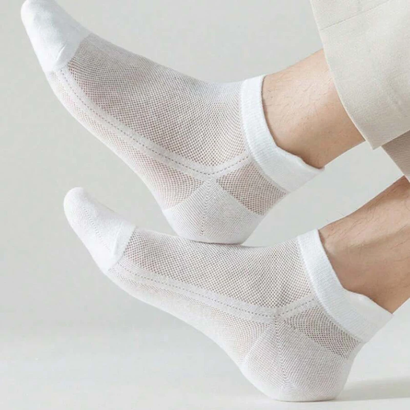 6/12 Pairs Mesh Men Summer Socks Fashionable Breathable With Ear Flaps Anti Foaming Design They Soft Comfortable Casual Socks