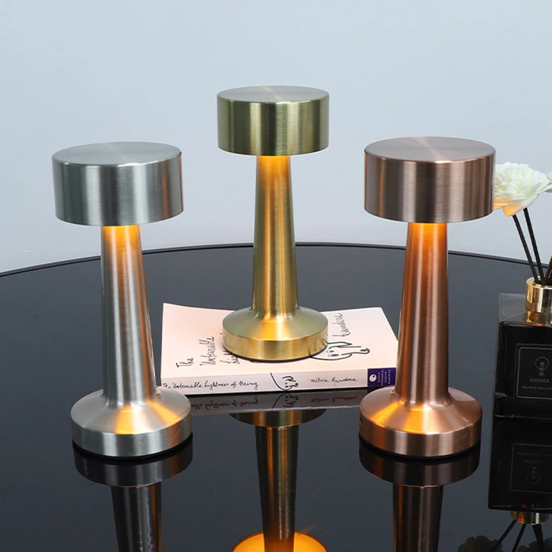 Lámpara de punto táctil recargable de Metal de 1200mAh, lámpara LED para decoración de mesita de noche, restaurante, Bar, escritorio, iluminación de ambiente, luces nocturnas