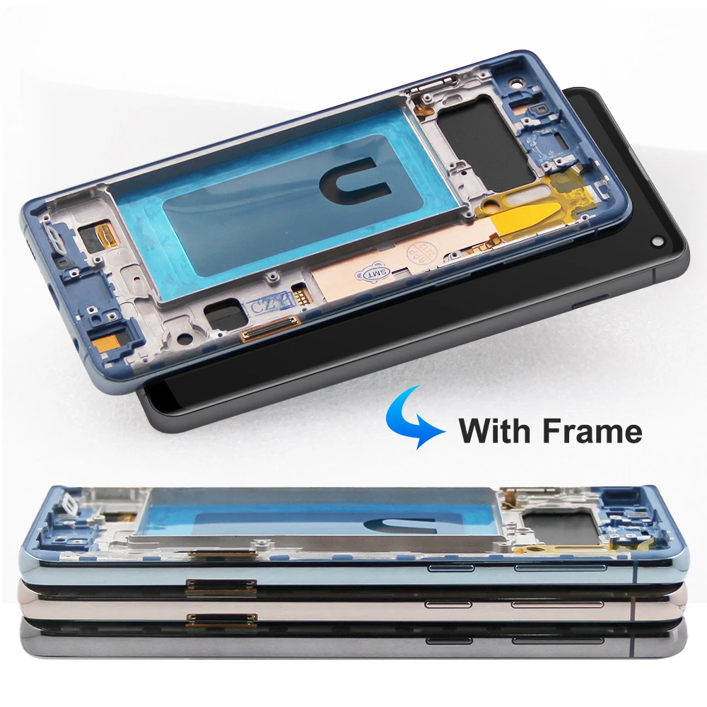 Con marco para Samsung Galaxy S10 Plus S10 + G975 G975F pantalla Lcd pantalla táctil Digital para Samsung Galaxy S10 G973F montaje