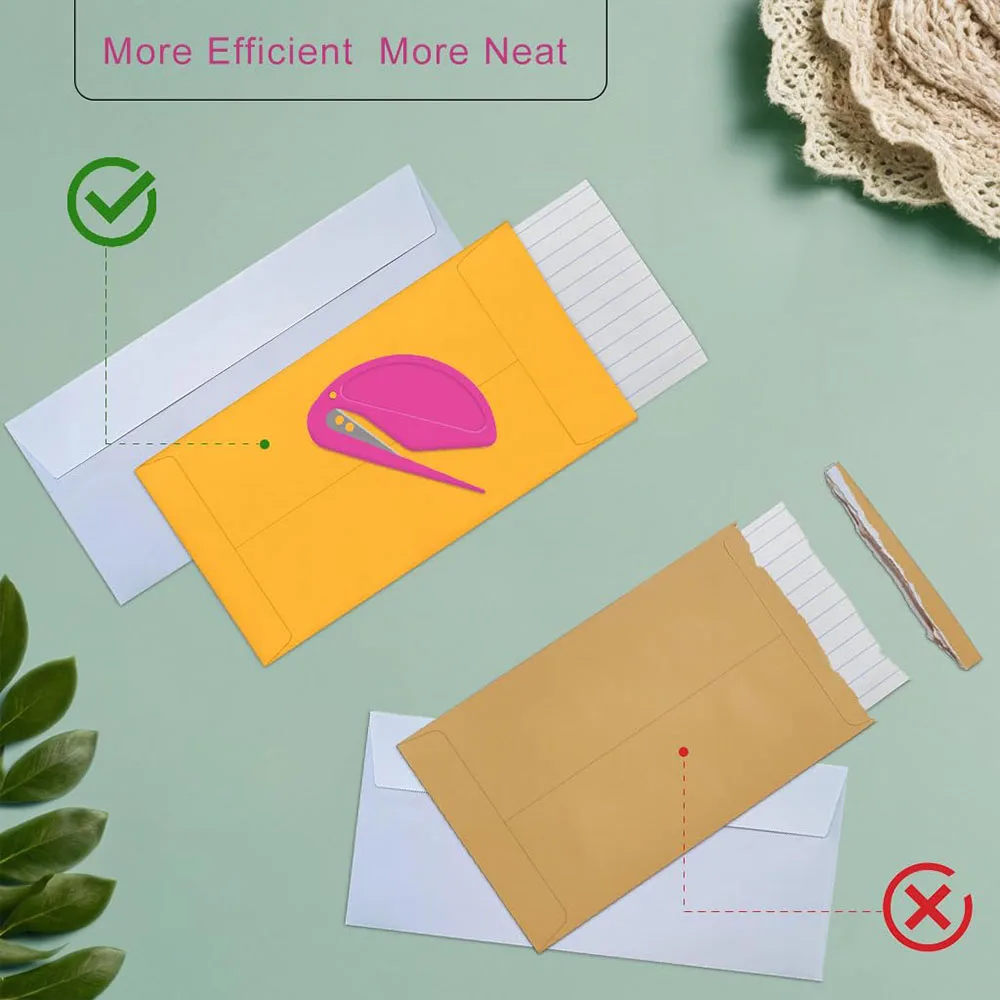 5pcs Colorful Letter Opener Envelope Slitter Sharp and Efficient Open Envelopes Cutting and  Device for Office Neatly Opened