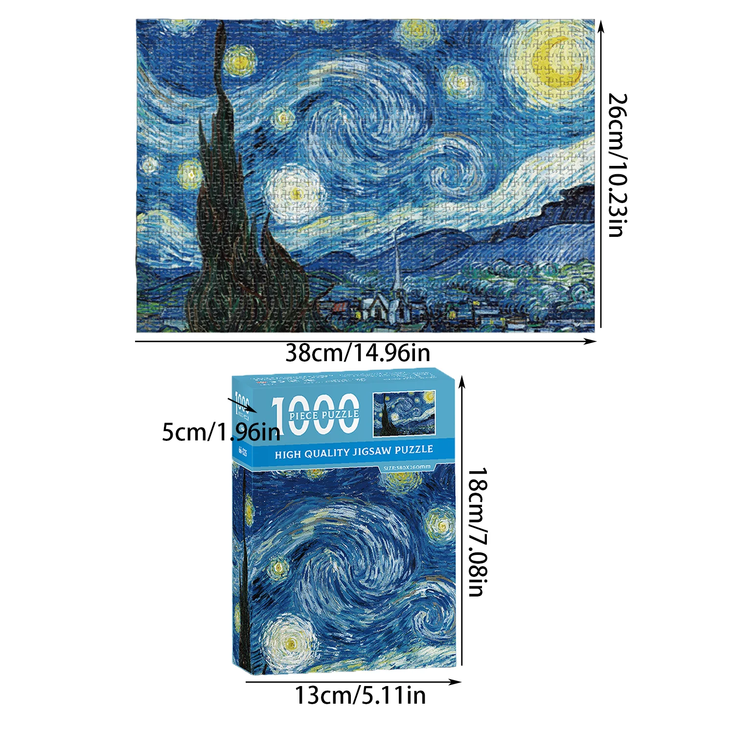 1 ชุด 1000 ชิ้น Starry Night ปริศนา, Decompression และการศึกษาการเรียนรู้ของเล่น, ของขวัญที่ดีที่สุดสําหรับผู้ใหญ่งานศิลปะและเกมครอบครัว