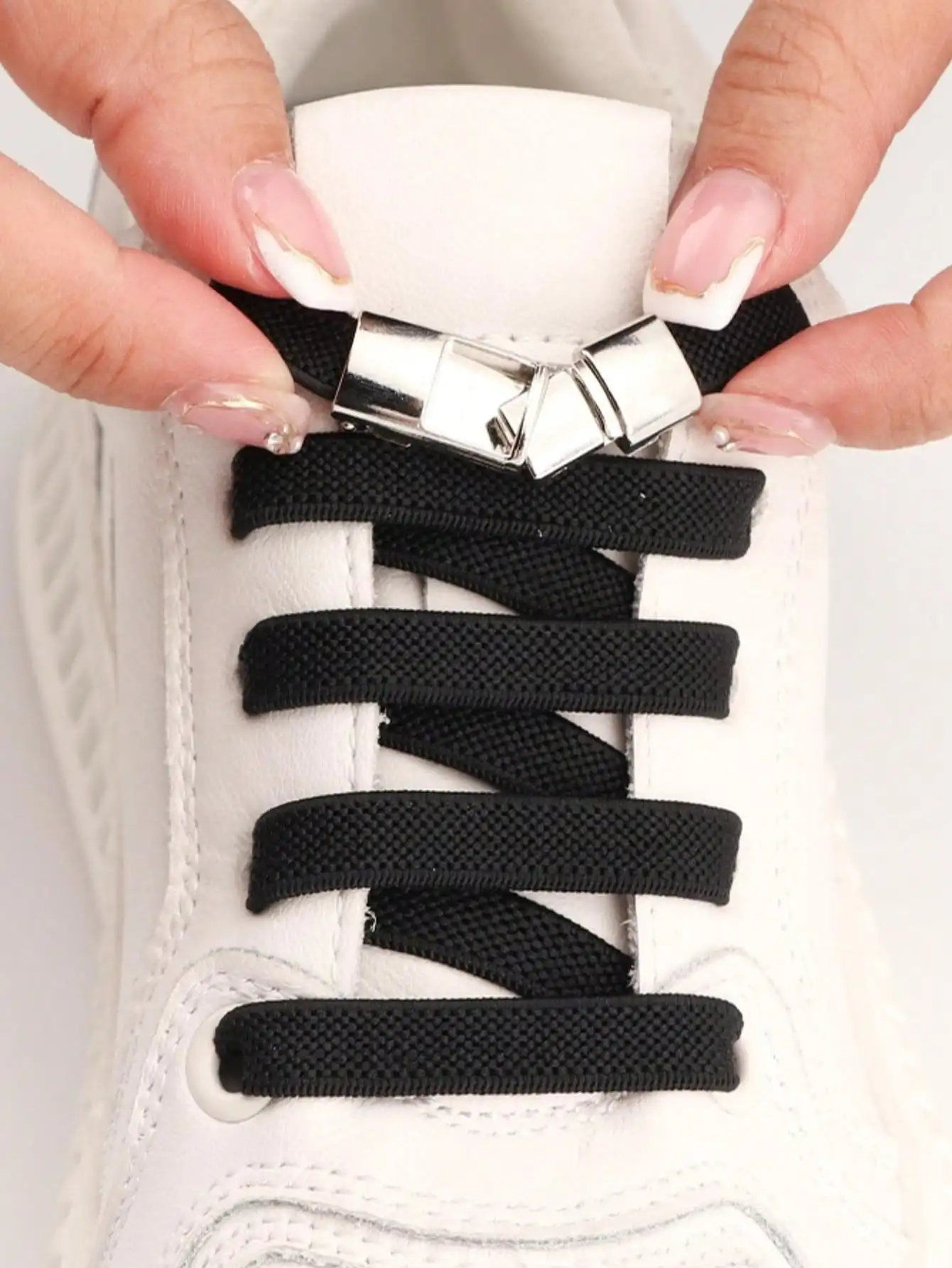 1 paio di lacci elastici lacci semicircolari senza cravatta lacci per bambini e adulti scarpe da ginnastica lacci mocassini veloci lacci con chiusura in metallo