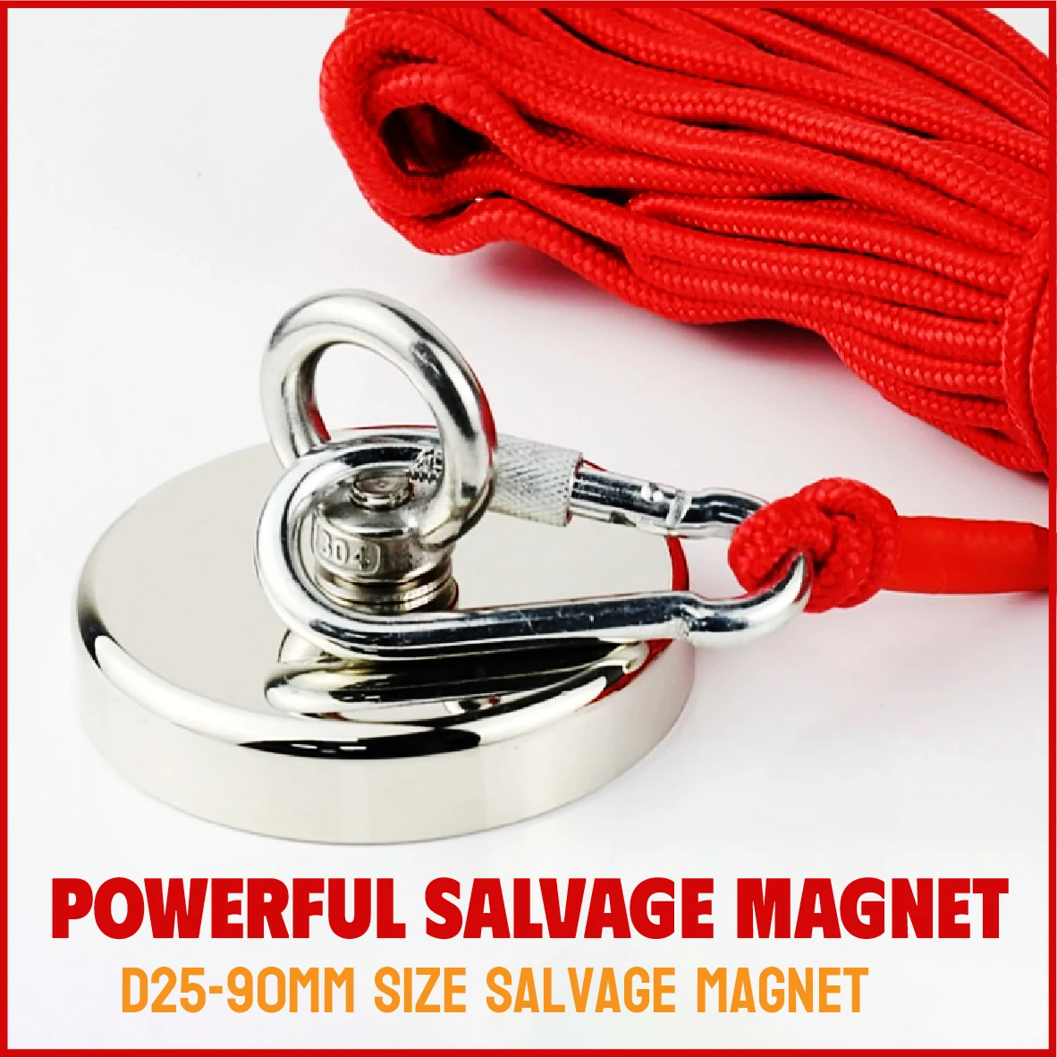 Gancio magnetico da pesca al neodimio super resistente N52 Magnete per terre rare resistente con bullone ad occhiello con foro svasato Magnete di salvataggio da 16-90 mm