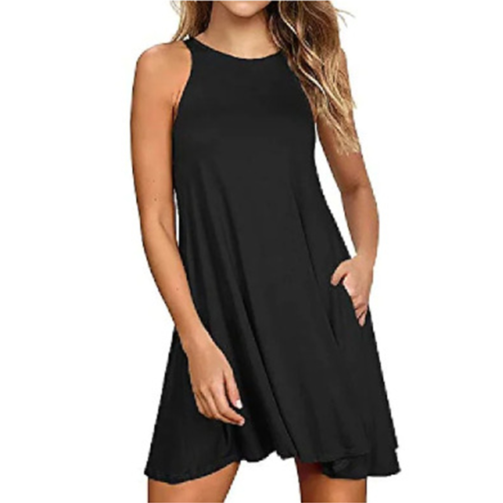 Damesjurk Zomer Casual T-shirtjurken Strand Cover-up Effen geplooide tankzakkenjurk