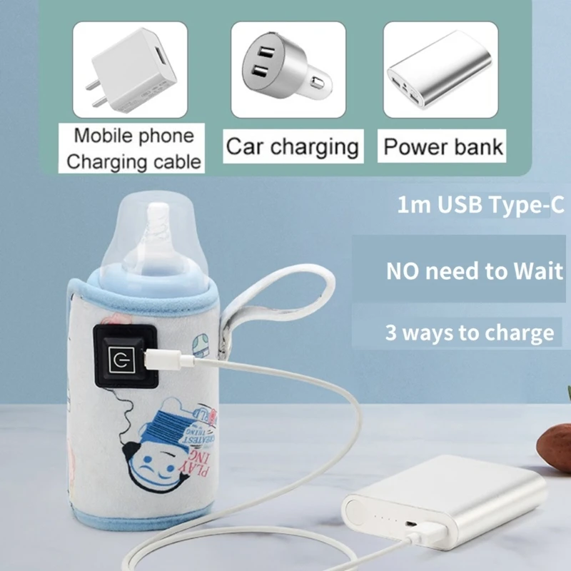 Calentador botella leche USB, protector calor portátil para botella