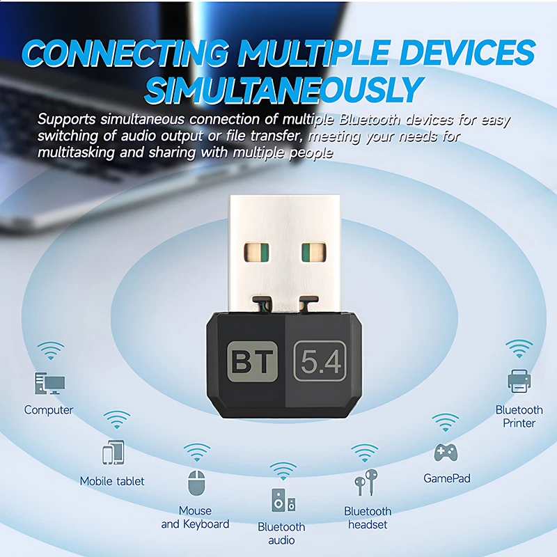 Bluetooth 5.4 Adapter PC/Laptop USB Bluetooth Empfänger Dongle Drahtlose Computer Adapter Für Maus Tastatur Win10/11 Fahrer freies