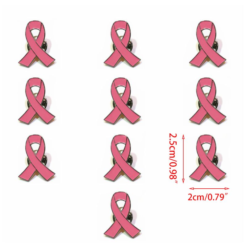 Paquete de 10 pines de solapa de concientización sobre el cáncer de mama, cinta de Esperanza rosa, esmaltado para mujeres y niñas broche de aleación de Metal, evento Social