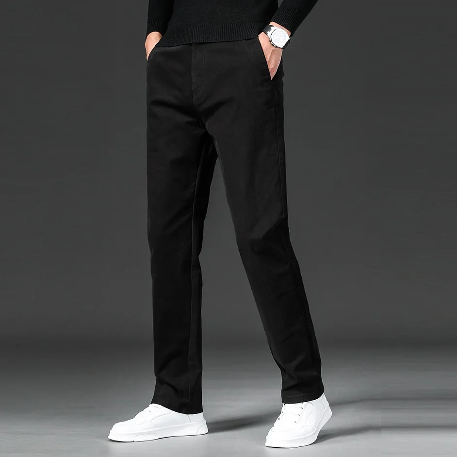 Neu im Frühjahr Freizeithose Herren Straight Fit Baumwolle Stretch Chino Hose Herren Formelle Arbeit Business Kleid Khaki Mode Regulär