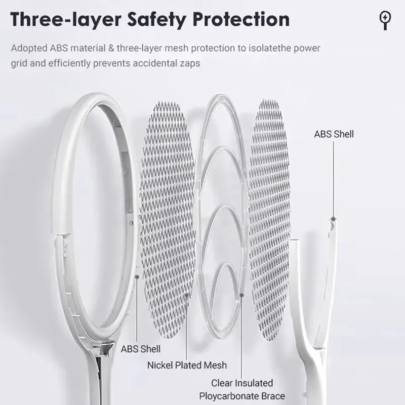 5 In 1 Fast CHARGING Racket ฆ่า Fly Bug ความปลอดภัยฉนวนแบตเตอรี่ขับเคลื่อนโคมไฟ ABS ปรับไฟฟ้ายุง Swatter