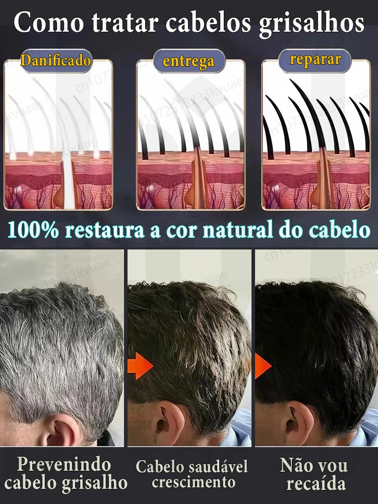 Soro Natural Anti-Grisalho: Restaura a Cor dos Cabelos Escuros e Previne o Envelhecimento Prematuro - Fórmula Revitalizante
