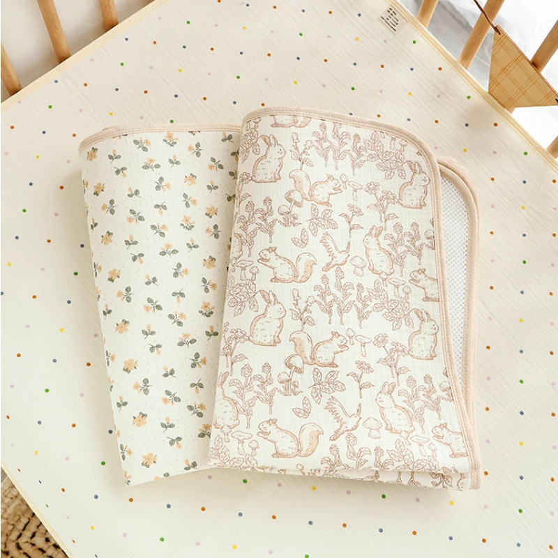 Tapete para troca de fraldas de bebê, algodão, lavável, tamanho grande, capa para troca de fraldas, à prova d'água, lençol de cama infantil, itens de cama