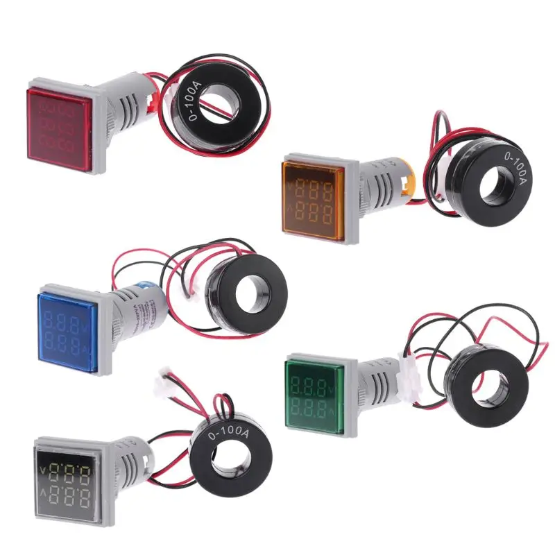 0-100A 60-500V Voltímetro Amperímetro Pantalla LED Voltímetro Decector corriente Squar KXRE