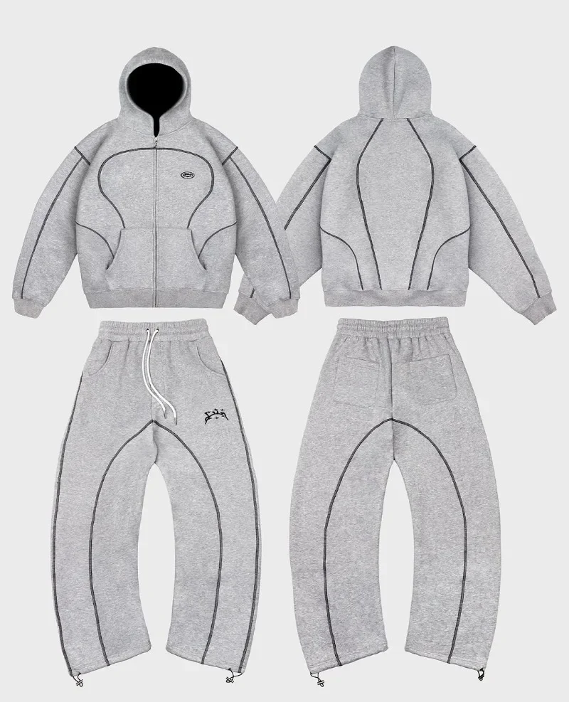 Neue High Street Hip Hop Mode Y2k Männer Kleidung Set Retro Trend Casual Sportswear Persönlichkeit Muster Design lose Jogginghose