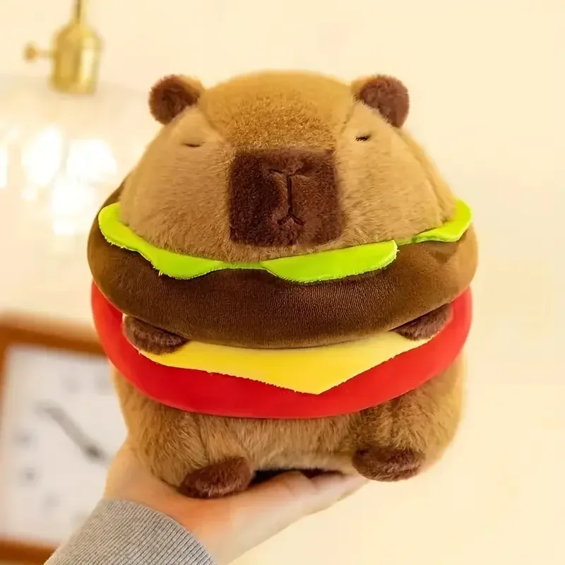 Pluszowa zabawka Capybara w kształcie hamburgera 20 cm 7,87 cala, pluszowa zabawka Capibara w kształcie hamburgera, najlepsze prezenty świąteczne