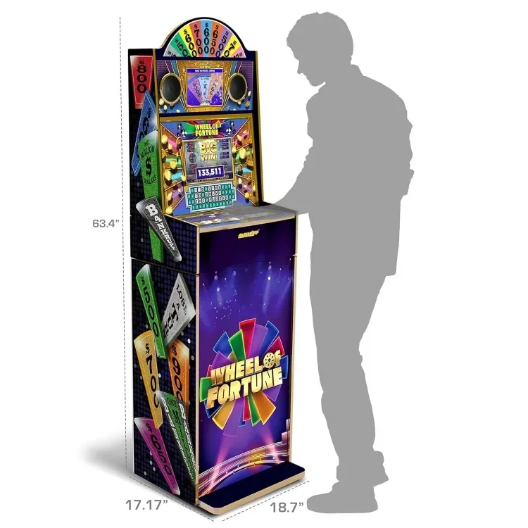 Tools.Wheel of Fortune Casinocade Deluxe Arcade Game 5 Foot Tall Stand Up Cabinet with 8 Inch Dual LCD Screens, Electronic G