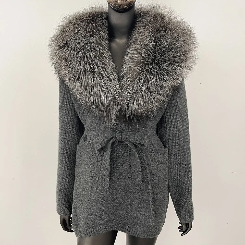 OFTBUY Mit Kapuze Natürliche Waschbären Pelz Jacke Herbst Echten Fuchs Pelzmantel Stricken Strickjacke Frauen Outwear Langarm Mode Weibliche