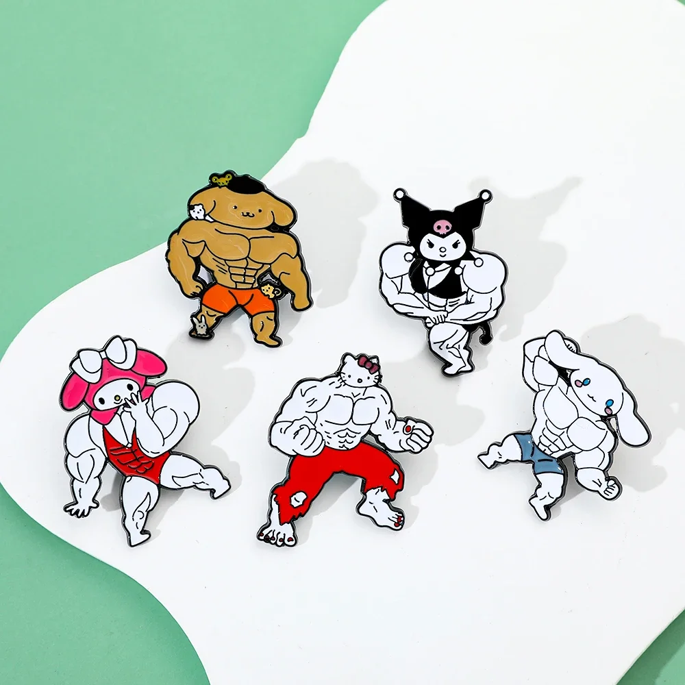 5 pezzi Cartoon Anime Spilla Muscolo creativo Hello Kitty Kulomi Spilla Gioielli Moda Cannella Melody Distintivo in metallo