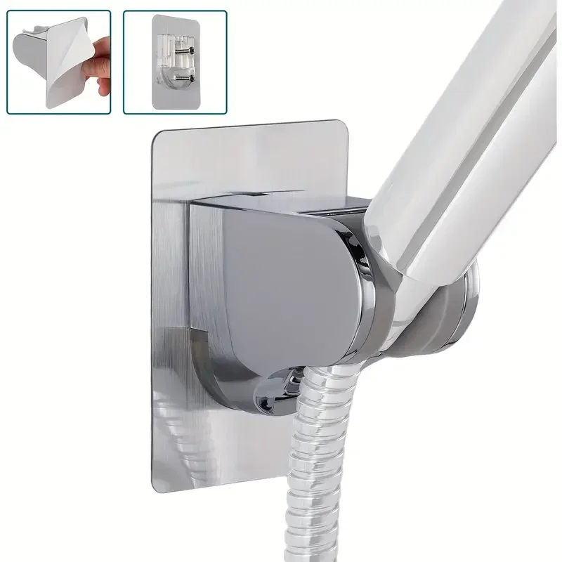 1 pz supporto universale per soffione a parete punzonatura gratuita staffa per doccia regolabile per uso domestico accessori da bagno autoadesivi