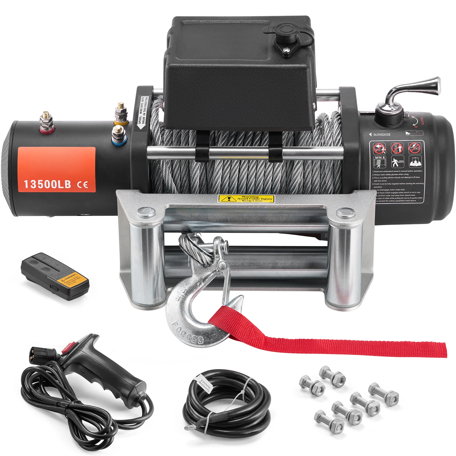 SucceBuy 13500lbs Electric Winch 12V Truck Winch with 80 ft Steel Cable Wireless & Wired Remote Control for Towing Off-Road SUV