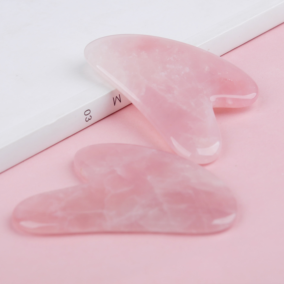 Gua Sha Massage Board for Face Rose Pink Guasha Plate Jade Face Massager Scrapers Tools for Face Neck Back Body