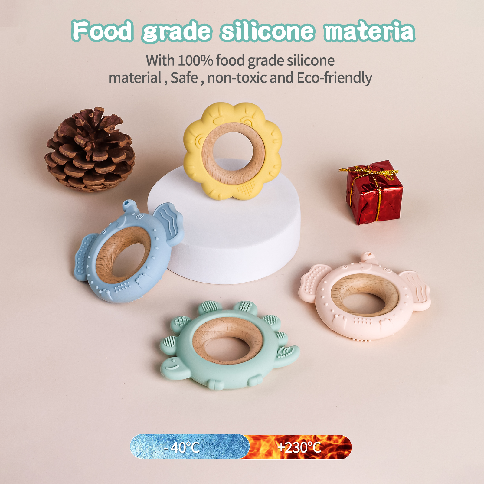 hu 1 pçs silicone mordedor bebê dos desenhos animados sapo veados dentição brinquedos colar pingente enfermagem dentes presente bebê goma de silicone