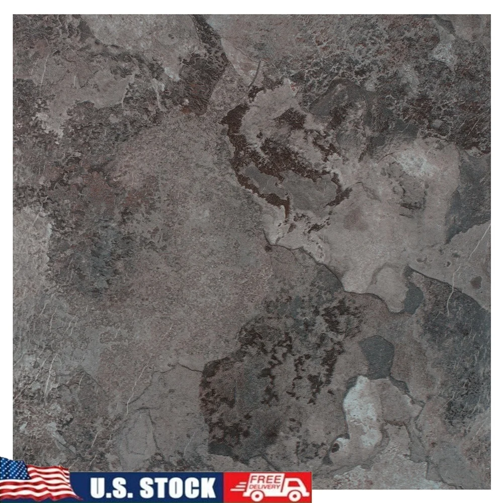 Self Adhesive Vinyl Floor Tiles 9 Tiles 9 Sq Ft Easy Peel and Stick Installation 12x12 Inch Midnight Marble Durable DIY Flooring