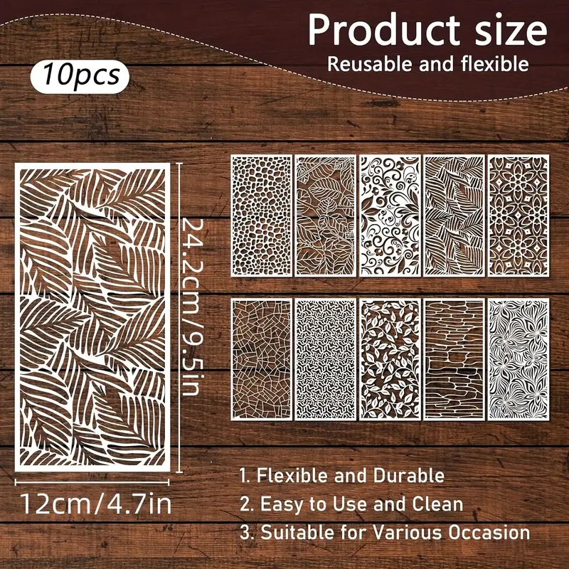 10Pcs/Set 24cm Flowers Leaves Texture DIY Layering Stencils Painting Scrapbook Coloring Embossing Album Decorative Template