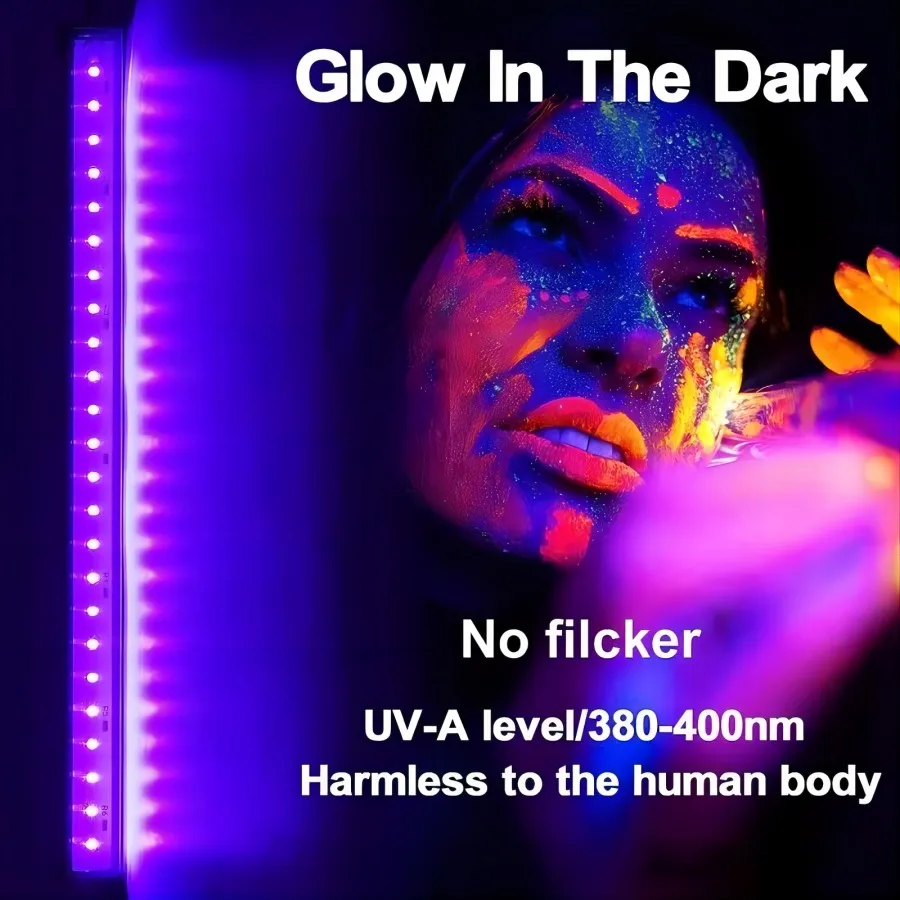 1ft UV Black Light Bar สําหรับห้อง,ตู้,ตกแต่งฮาโลวีนวันหยุด,สีทา,โปสเตอร์,เรืองแสง Tapestry,Glow Party