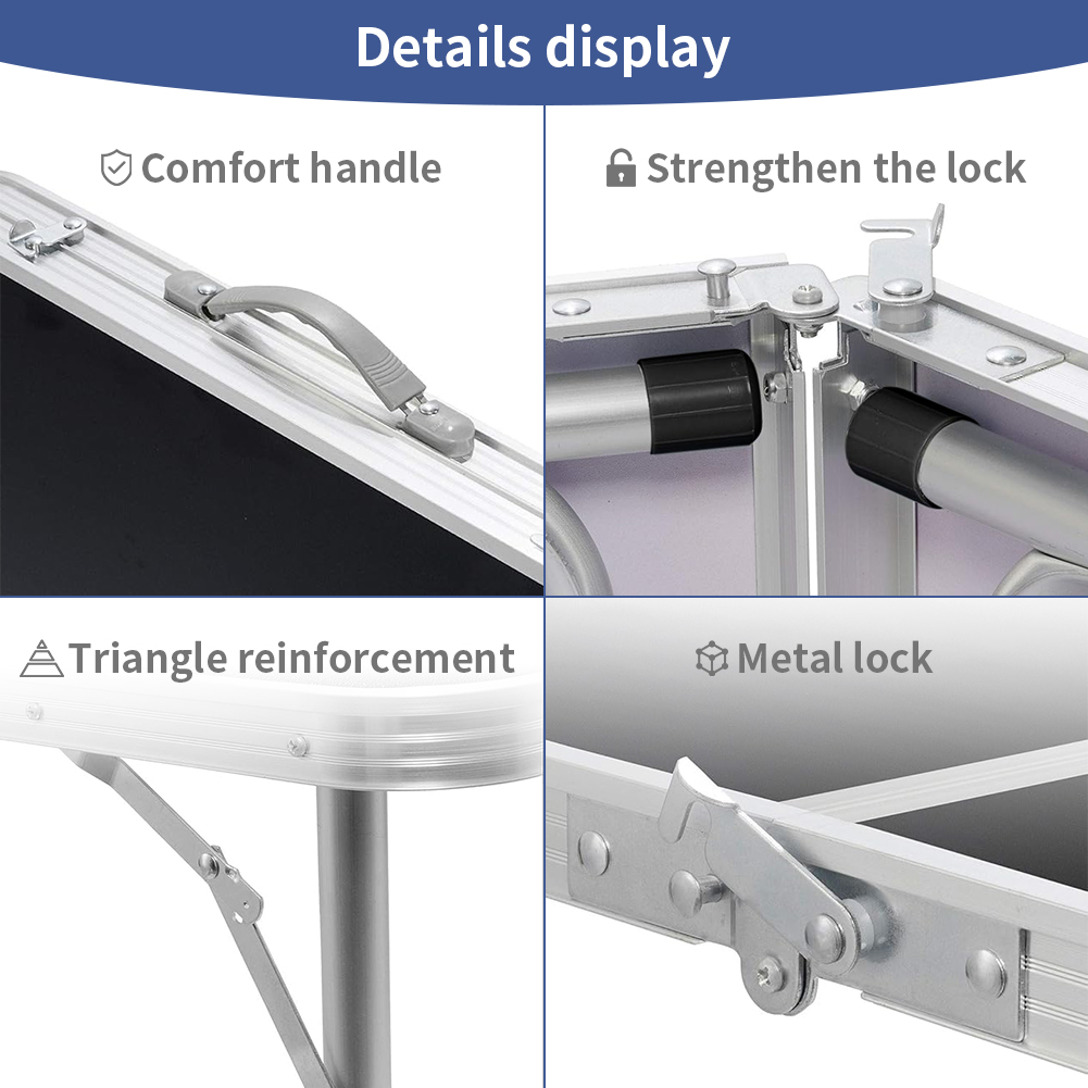 Folding Camping Table, Adjustable Height Small Folding Table Portable Camp Tables for Outdoor Camp Garden Picnic BBQ Dining