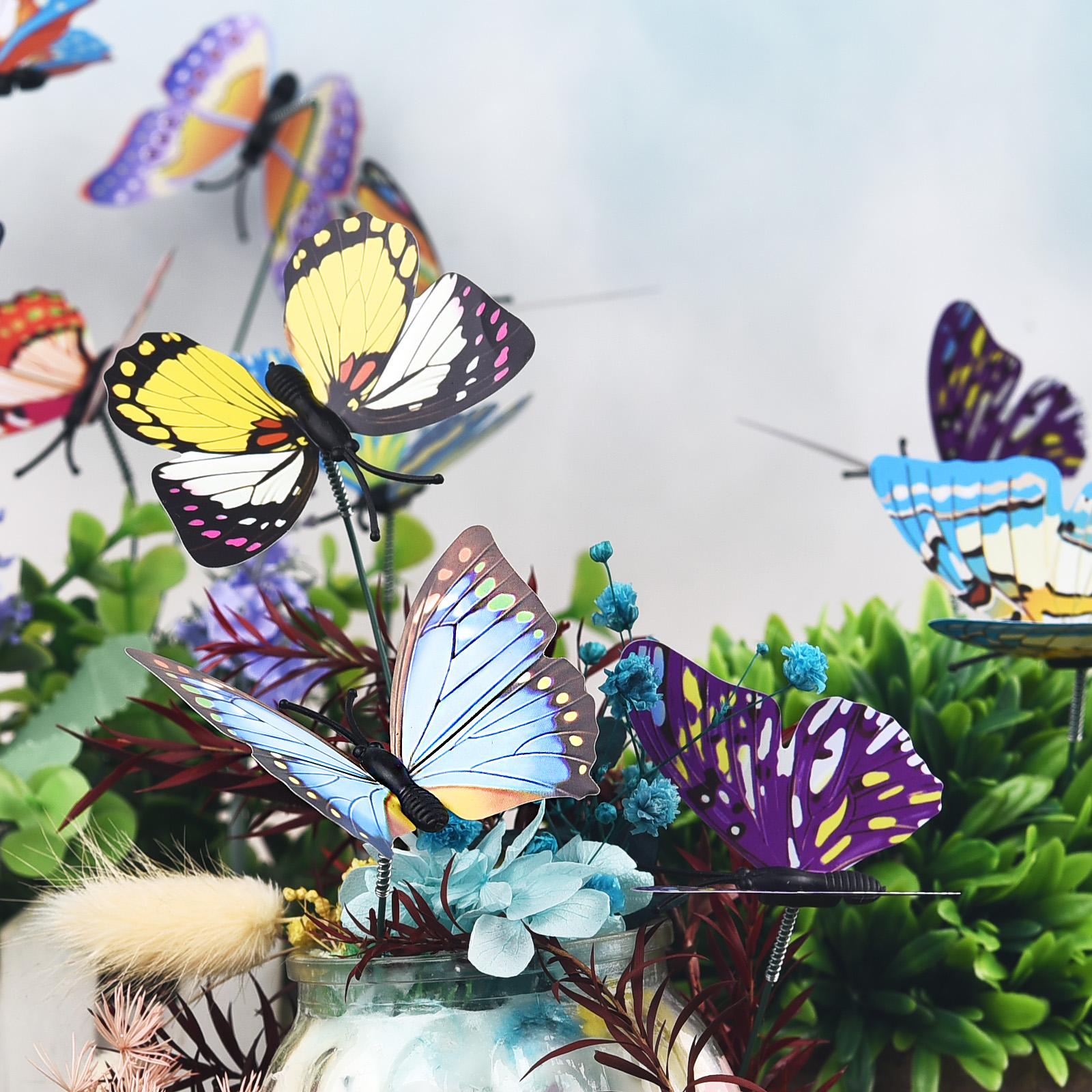 5-24 unids/set mariposas de simulación 3D jardín macetero colorido estacas de mariposa decoración al aire libre macetas Decoración