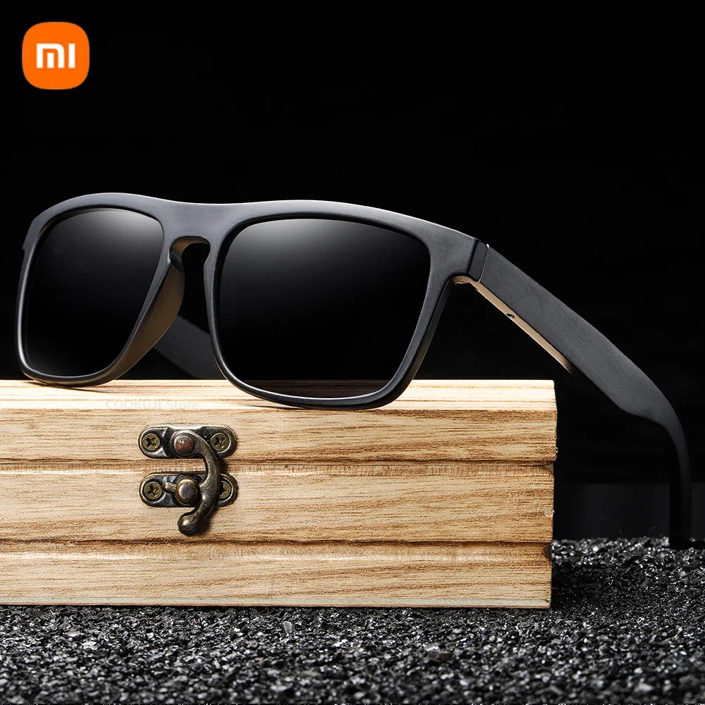 Xiaomi-gafas de sol polarizadas 100% de madera Natural, montura de gafas de sol negras de bambú, protección UV para hombre, gafas de sol Vintage de lujo