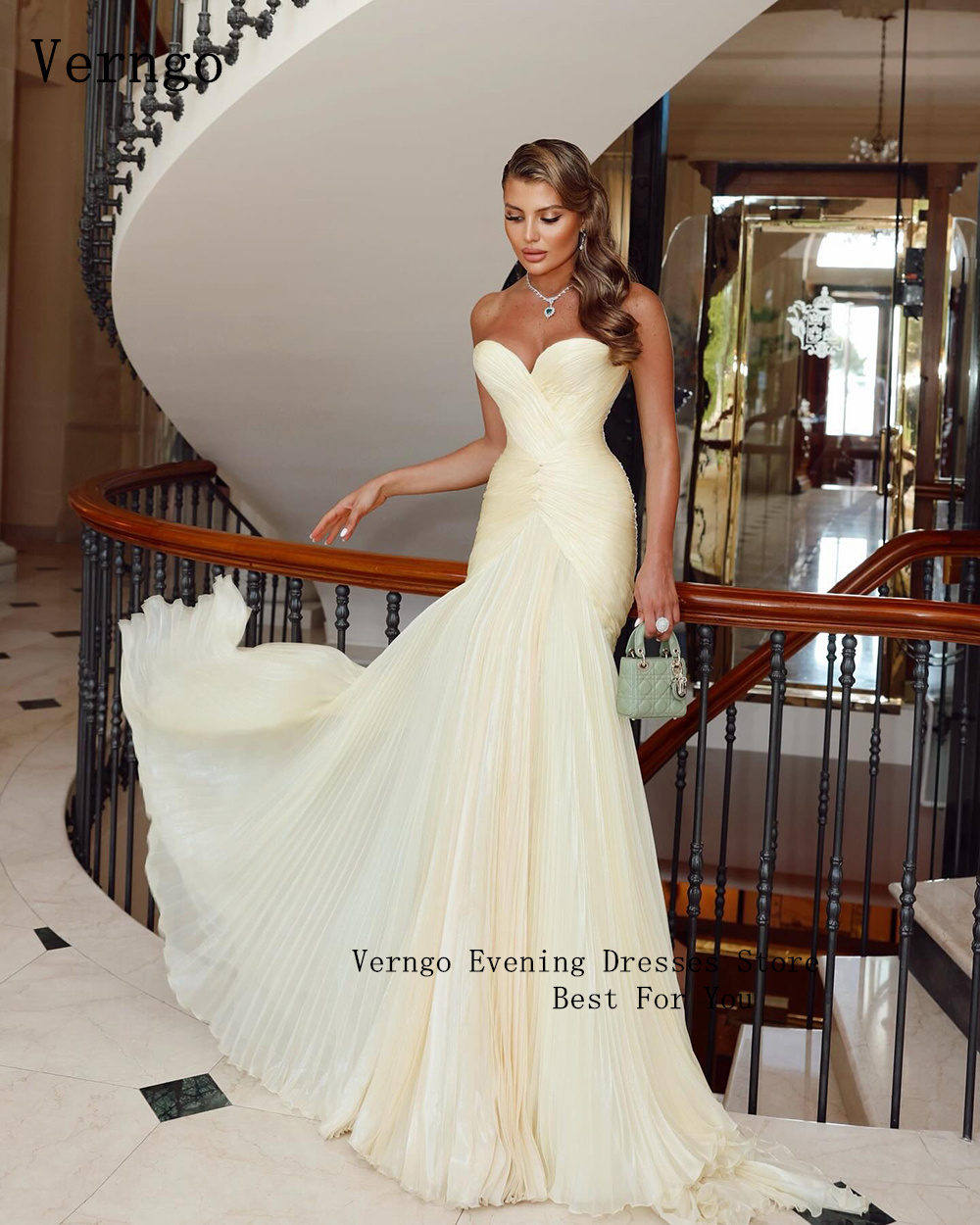 Verngo Hellgelb Glänzende Chiffon-Abschlussballkleider Schatz A-Linie Abendkleider Damen Elegantes formelles Anlasskleid Maßgeschneidert