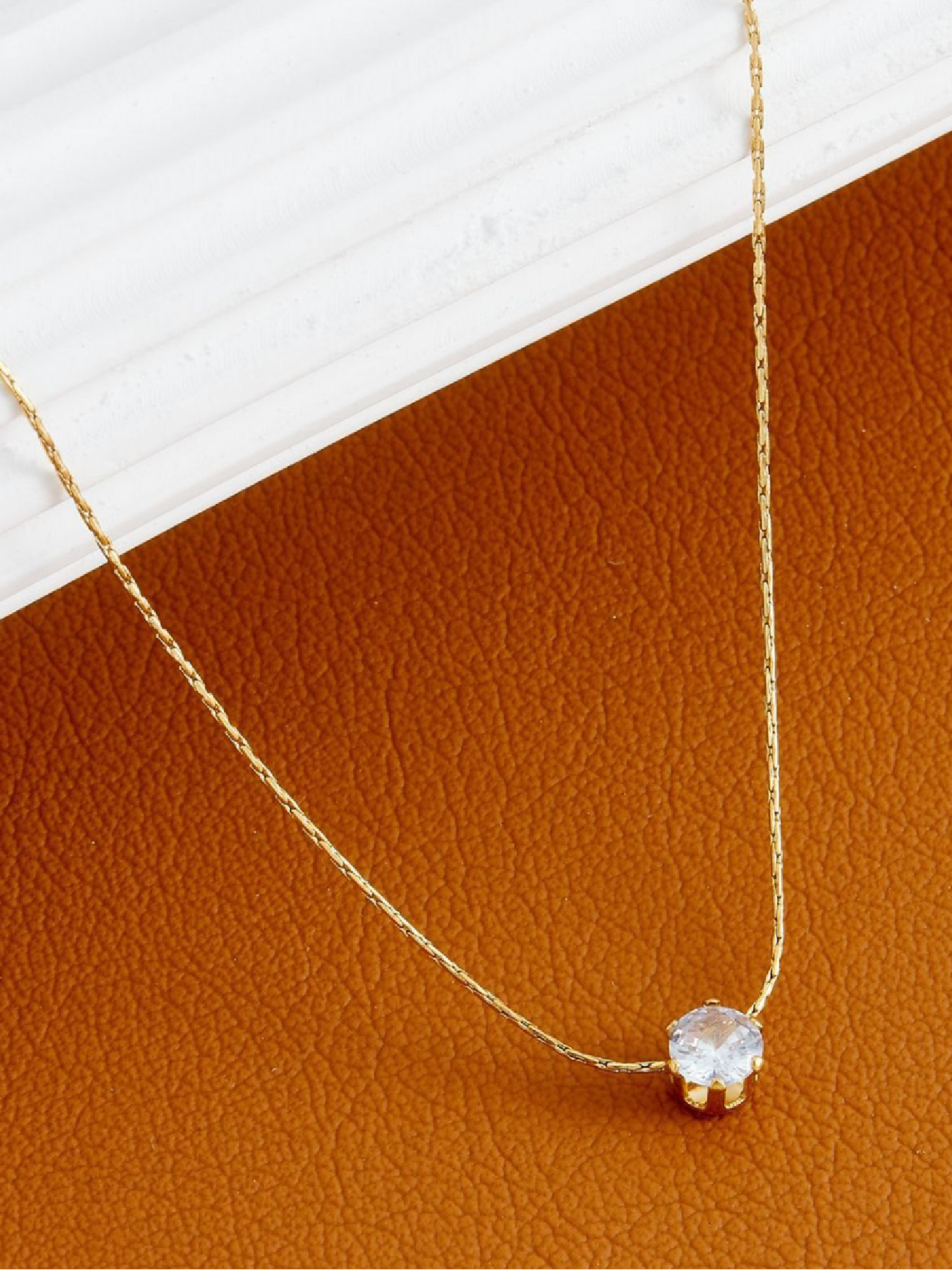 Collier pendentif diamant en or plaqué acier inoxydable, bijoux en Zircon pour femmes