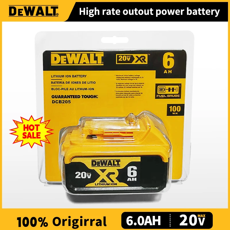 100% оригинальный аккумулятор DEWALT 20 В, электроинструмент Dewalt DCB606, DCB205, DCB206, DCBGene, DCB200 MAX, 20 В, 60 В, 6 Ач, 9 Ач, аккумуляторы Dewalt