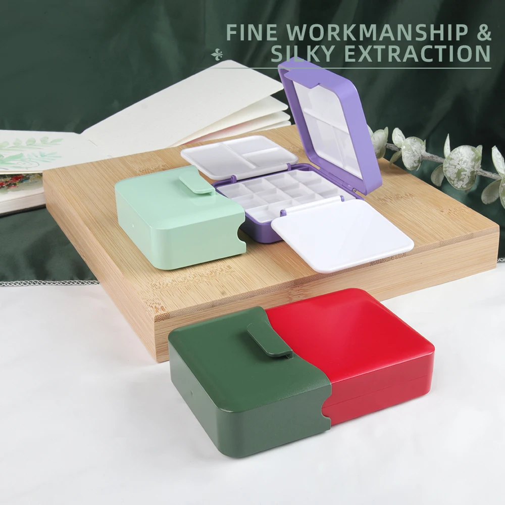 SeamiArt 1 ชิ้นแบบพกพาสีน้ําภาพวาดพลาสติกกล่อง Palette Half Pan Mini Paint Storage Case สําหรับอุปกรณ์ศิลปะ