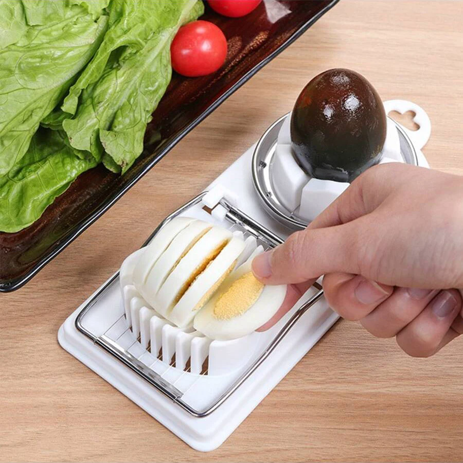 2-in-1-Multifunktions-Ei-Slicer, konserviertes Ei, Obstschneider, modernes Küchen-Gadget-Werkzeug, langlebiges Metall, Kunststoff, einfache Scheibe
