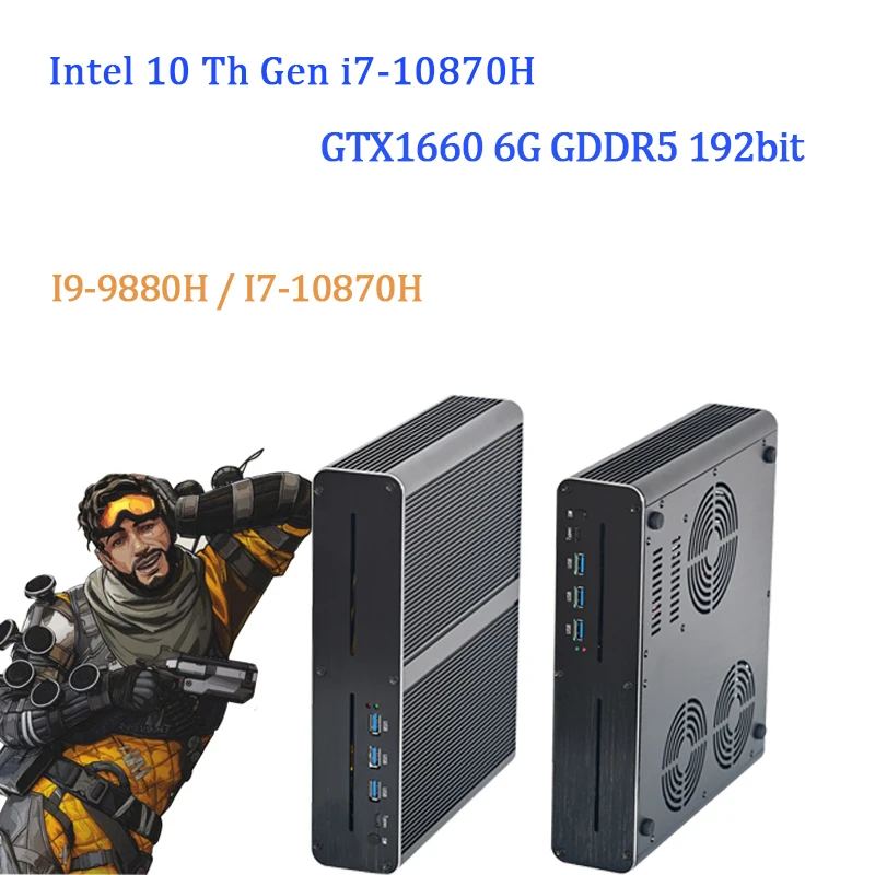 10th Gen MINI Gaming PC Intel Core i7-10870H i9-10980HK GTX1660 6G GPU high-end gaming computer 2 * DDR4   4K DVI HDMI DP