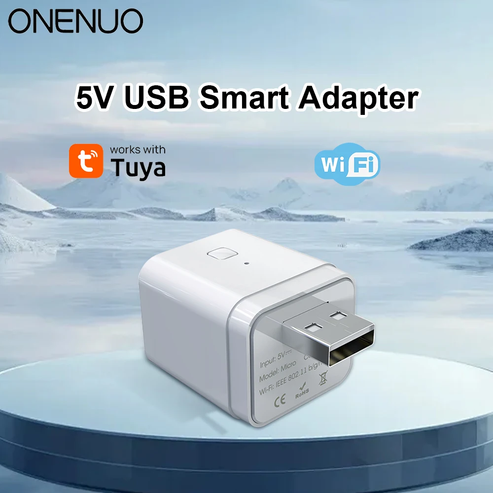 Adapter Micro USB Switch Tuya Smart WiFi Mini USB Power Adapter 5V Współpracuje z Hey Google Alexa Alice do Automatyki Domowej