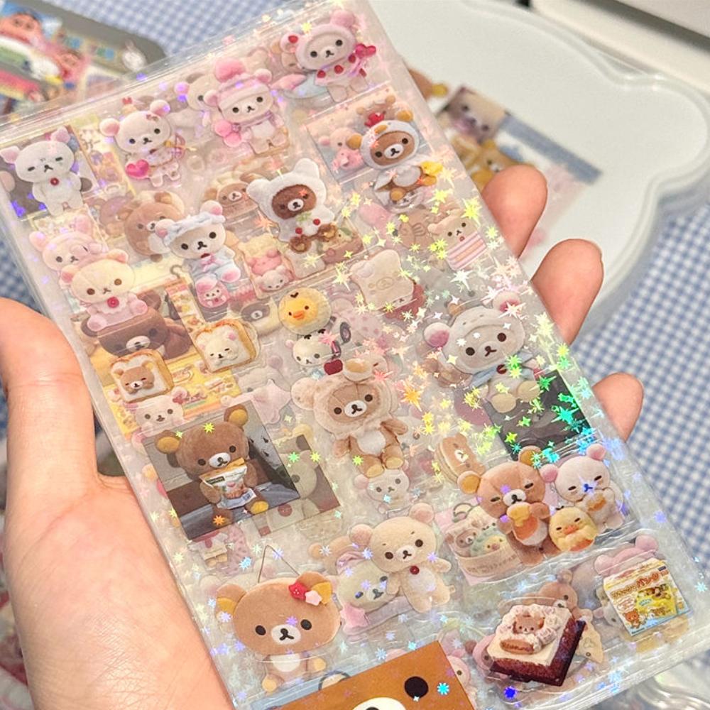 5sheets Rilakkuma Waterproof Cutting film sticker Hand account materials Water cup Desktop decoration children DIY Card stickers