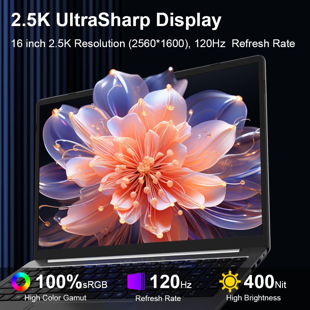 Ninkear A15 Pro ordinateur portable AMD Ryzen 5 7430U 16GB RAM 1TB SSD déverrouiller par empreinte digitale 16 pouces 120Hz 2560*1600 écran ordinateur portable