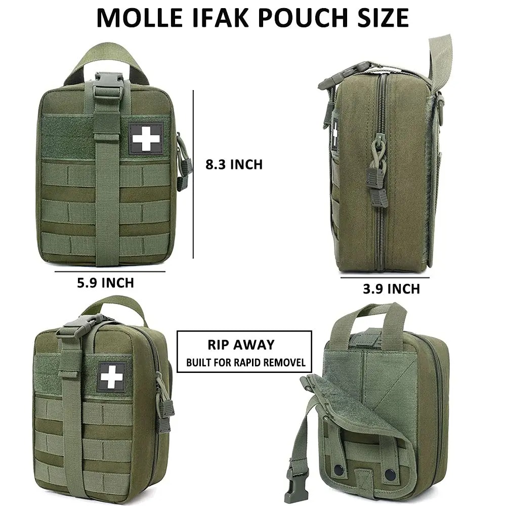 Bolsa táctica Molle IFAK, botiquín de primeros auxilios de supervivencia para rescate de emergencia, acampada al aire libre, deportes de senderismo, portátil, 16 Uds.