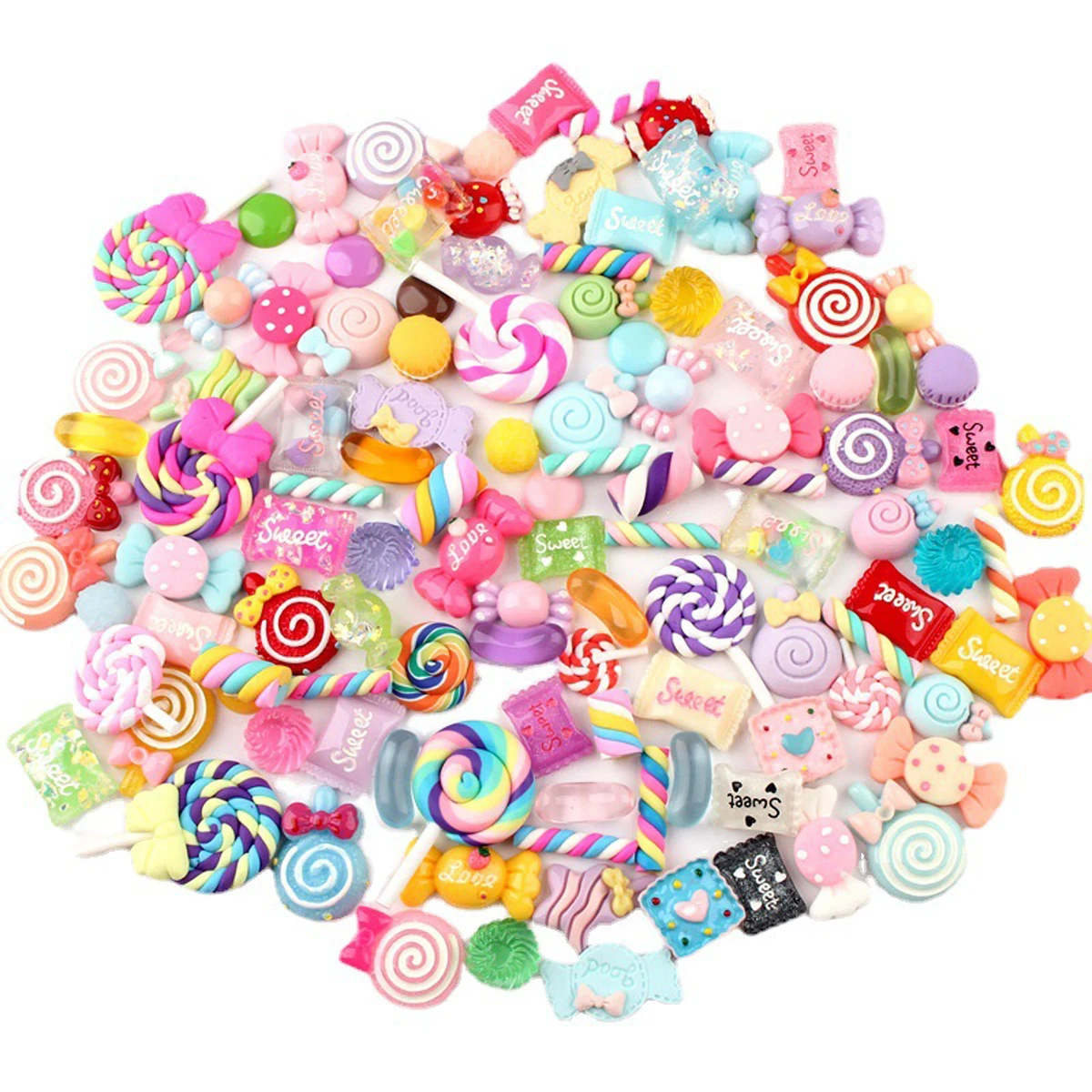 30pcs Willekeurige Snoep Slime Charms Leuke Set Gemengde Hars Snoep Plaksteen Slime Maken Benodigdheden voor DIY Craft Maken en Ornamen DIY