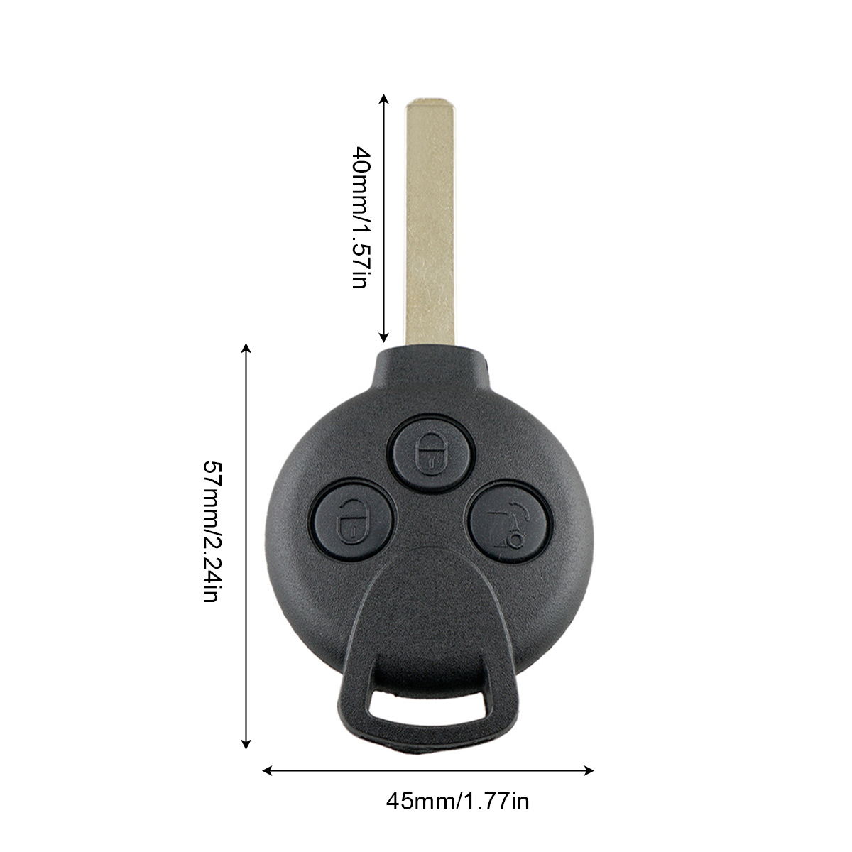 車のキーシェル 3 ボタン車のリモートキーシェルケース交換用フィット Fortwo 451 2007-2013 / メルセデスベンツスマート