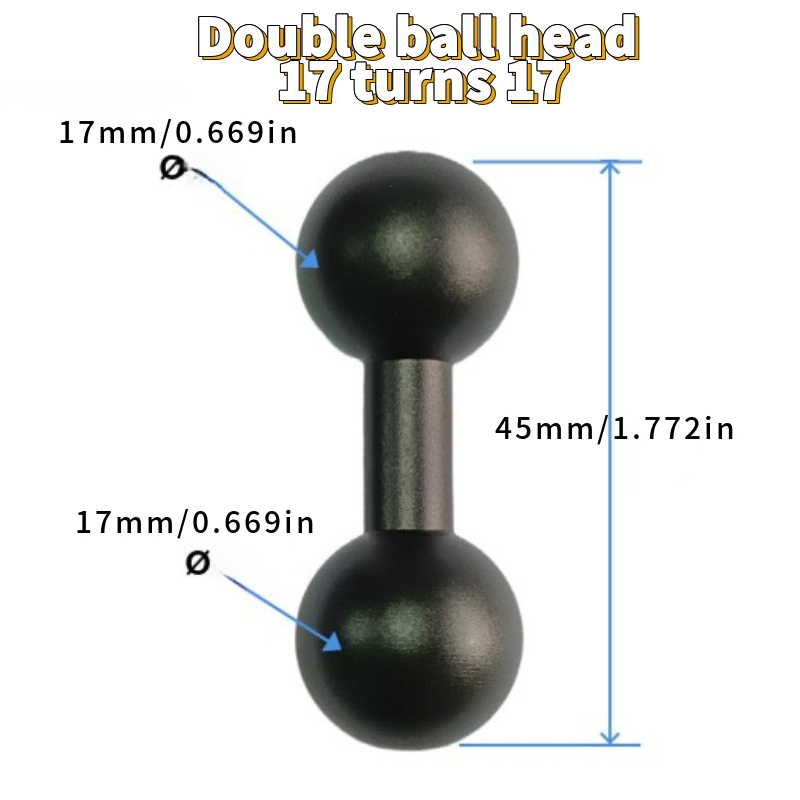 Cabeça esférica de liga de alumínio, 17mm/20mm/25mm, cabeça esférica dupla, biela, suporte de câmera de motocicleta, acessórios de transferência