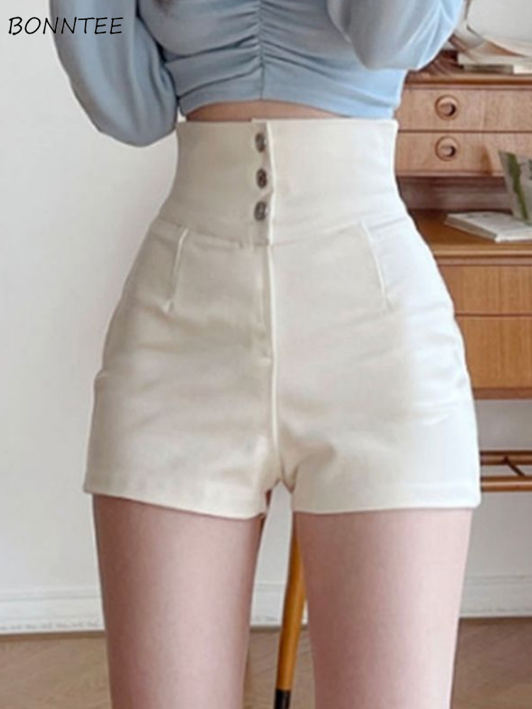 Shorts Women Classic Sporty All-match Slim Leisure Simple Holiday Faddish Streetwear Design Ulzzang Daily Solid Mature Folds New