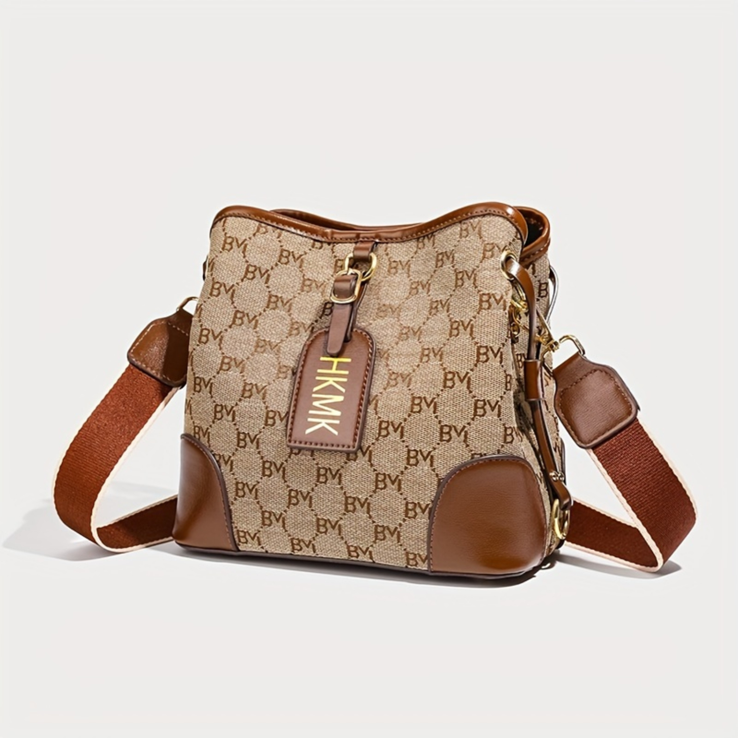 Bolso tipo cubo clásico inspirado en diseñador, bolso de hombro a la moda, bolso informal versátil con correa ajustable para mujer