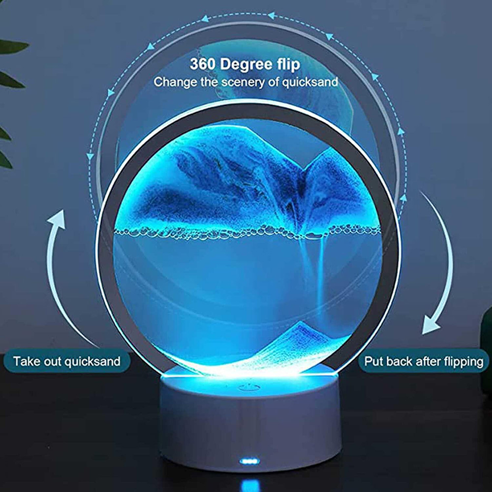 RGB 16 Farben LED Sand Scape Lampe 3D bewegliche Sand Kunst Nachtlicht Fernbedienung Sanduhr Licht Treibsand Tisch lampe Wohnkultur